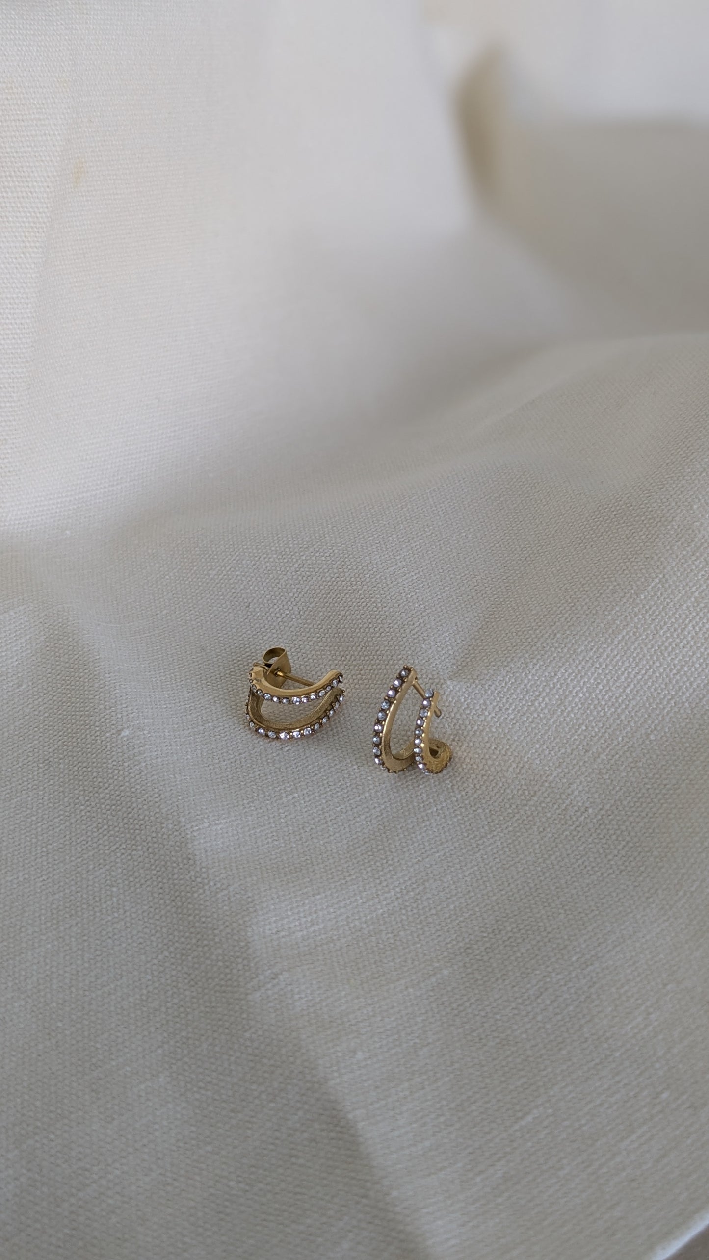 Celosia Cuffed Earrings in Gold Diamante