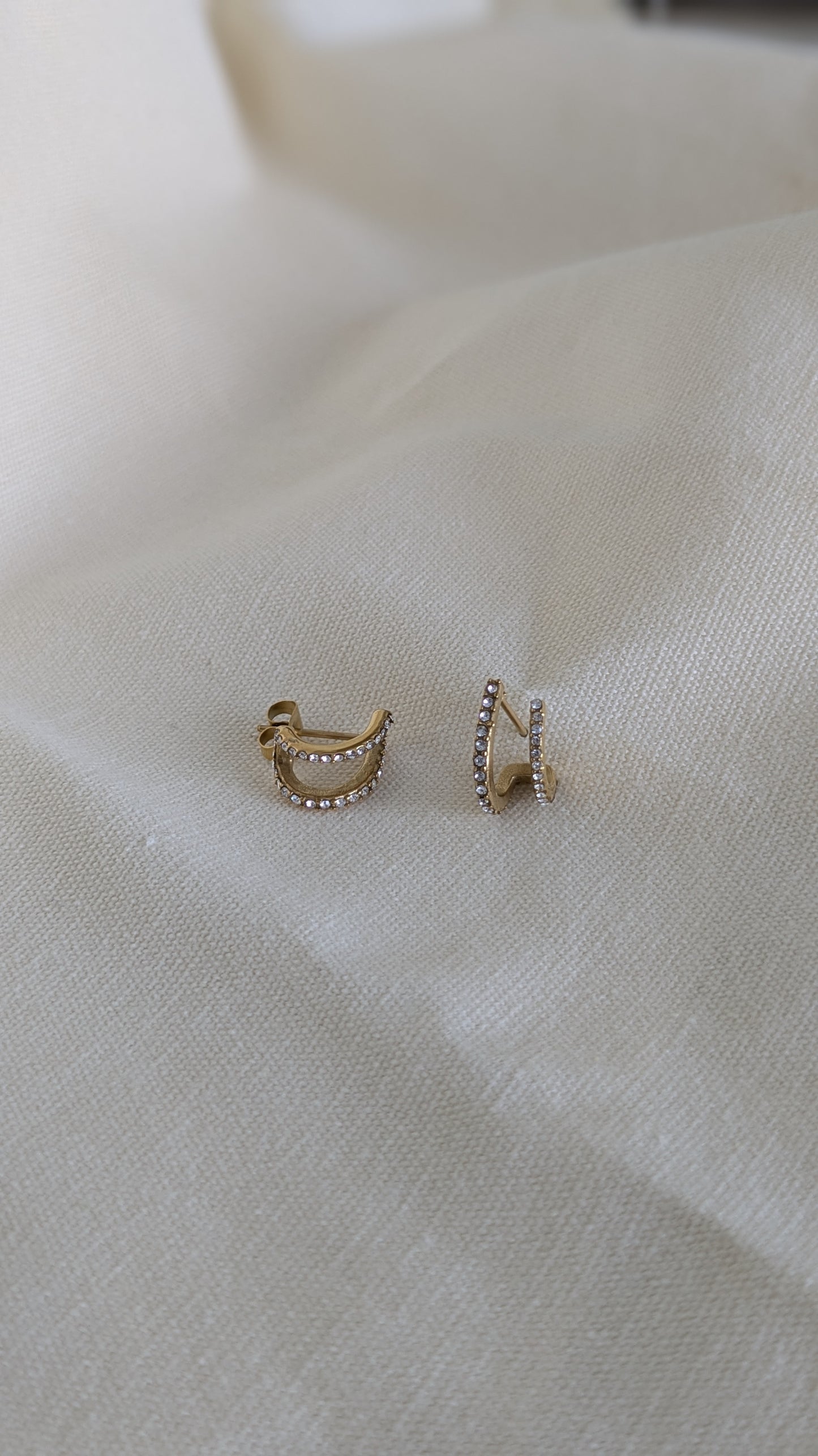 Celosia Cuffed Earrings in Gold Diamante
