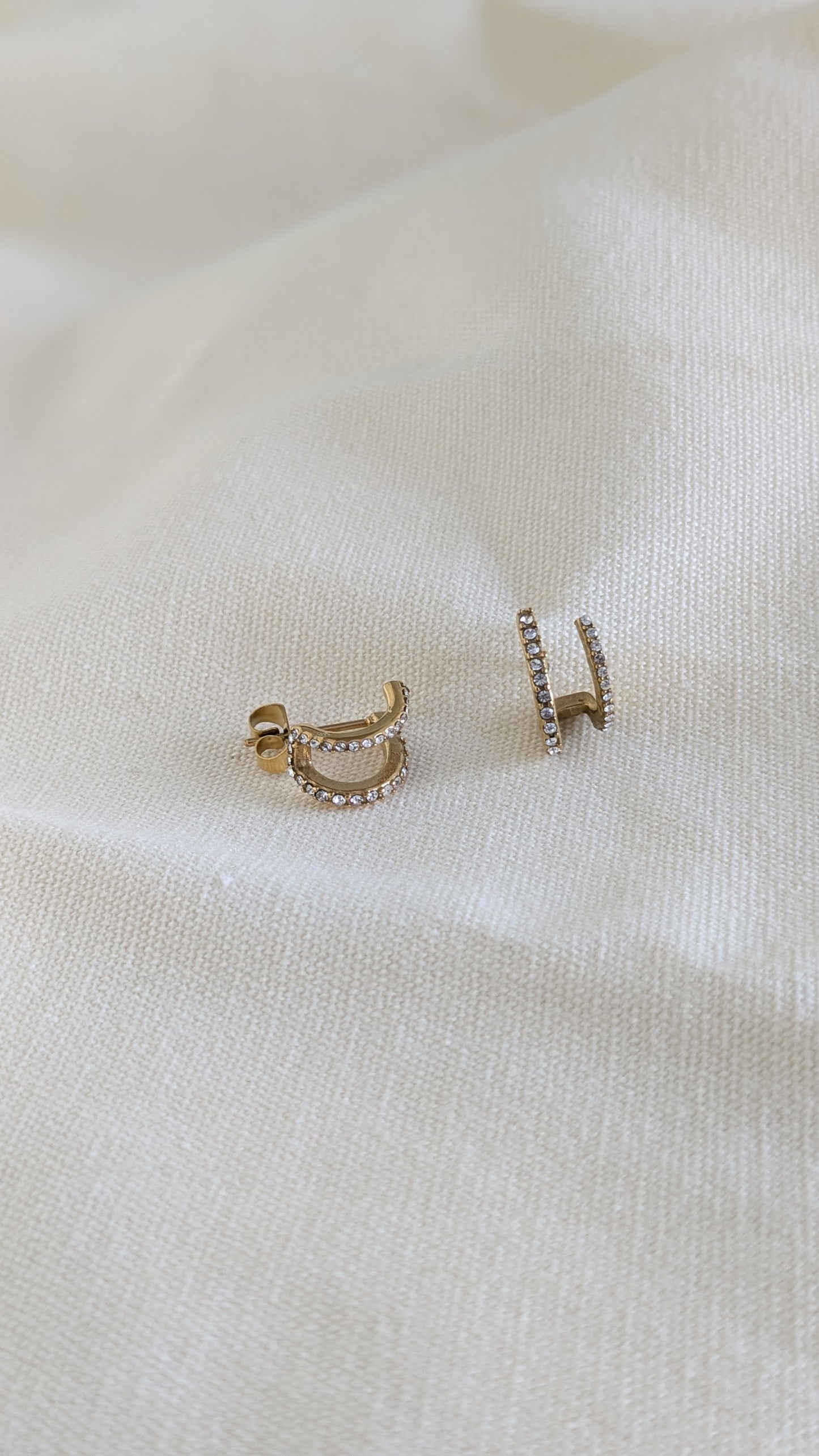 Celosia Cuffed Earrings in Gold Diamante