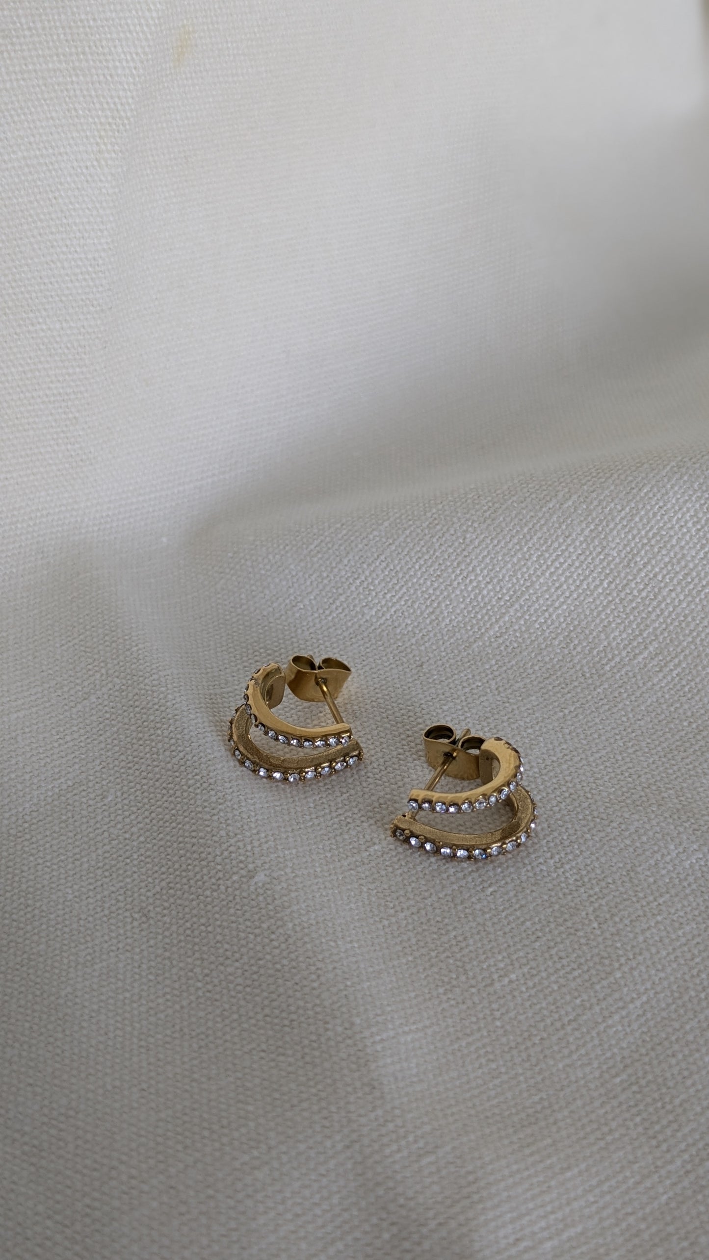 Celosia Cuffed Earrings in Gold Diamante