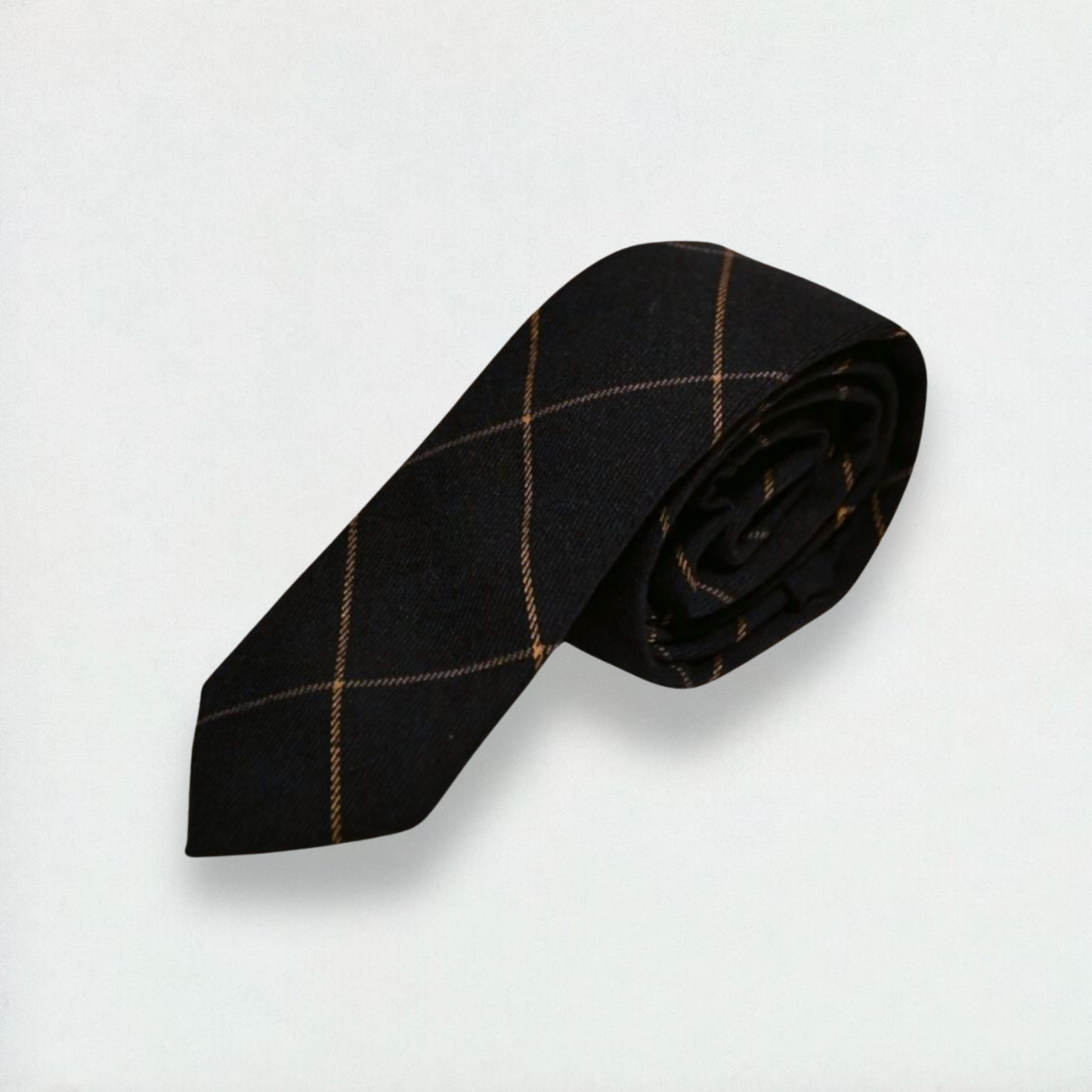 Milton Checkered Skinny Tie in Black