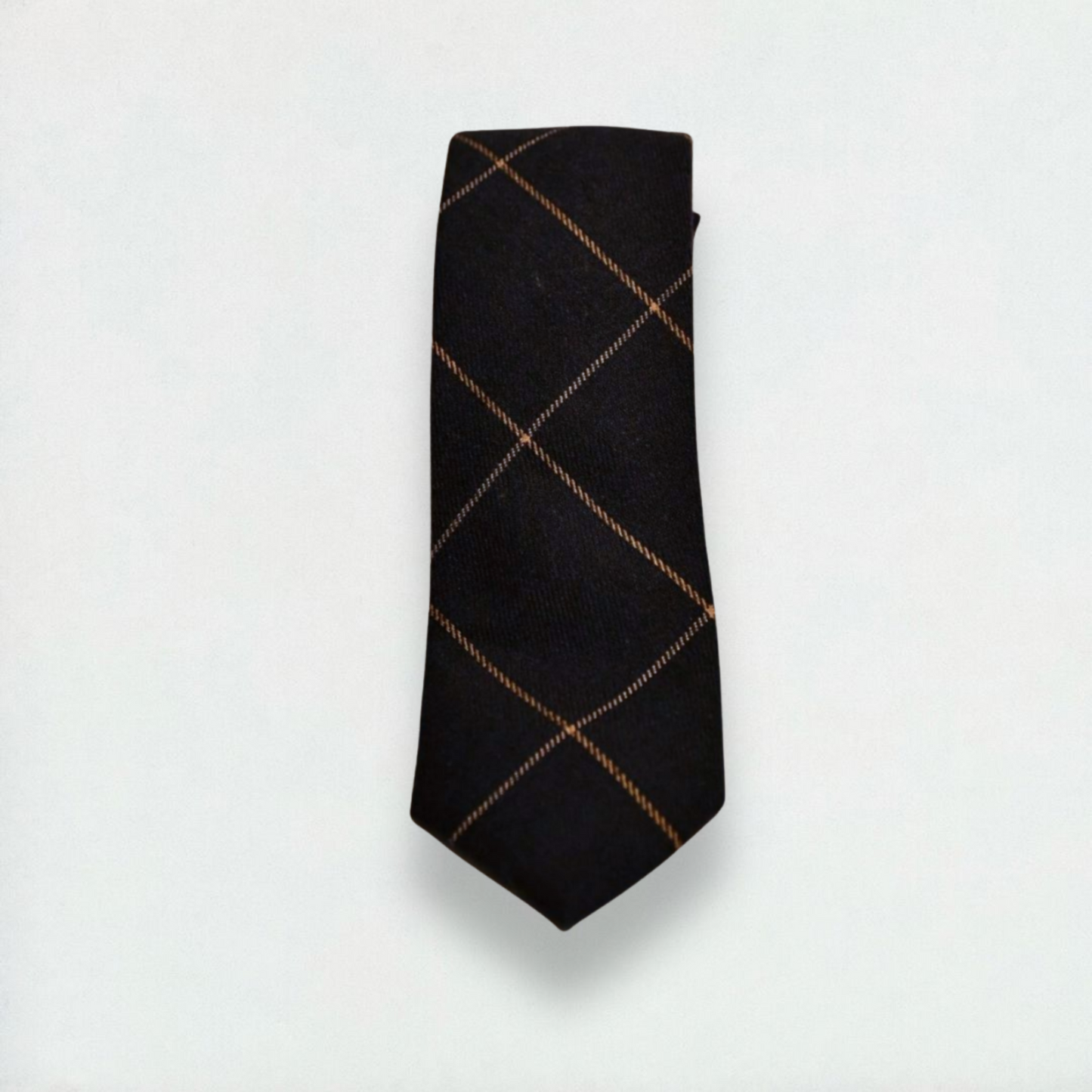 Milton Checkered Skinny Tie in Black