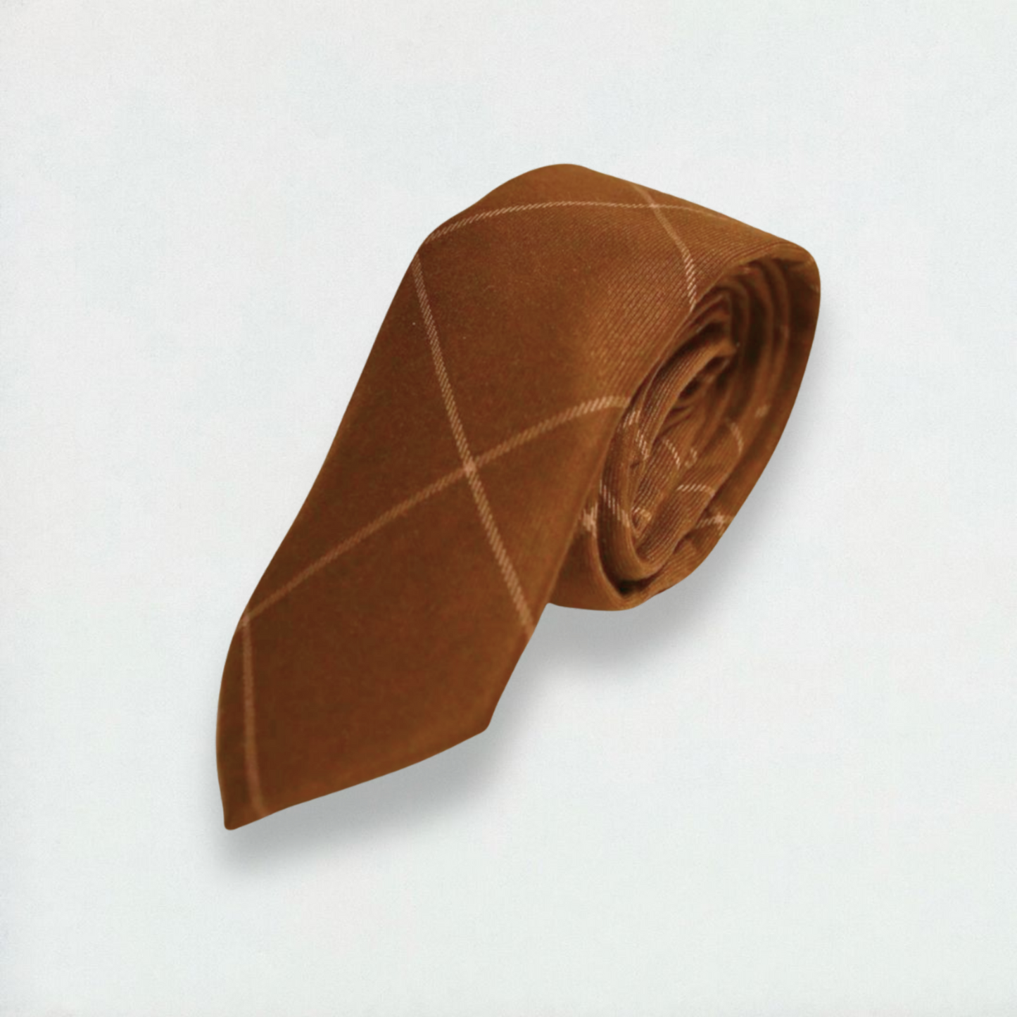Milton Checkered Skinny Tie in Brown