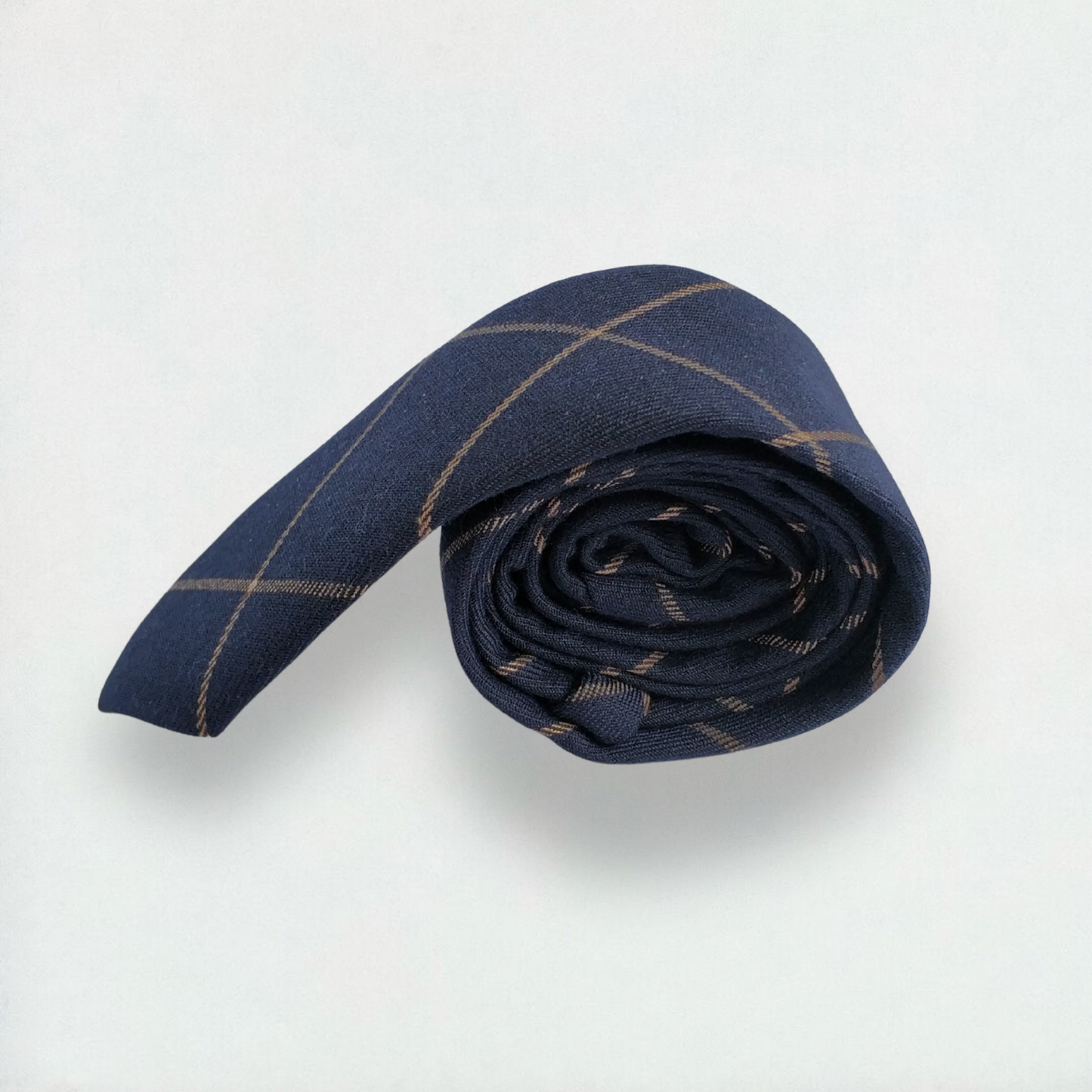 Milton Checkered Skinny Tie in Navy