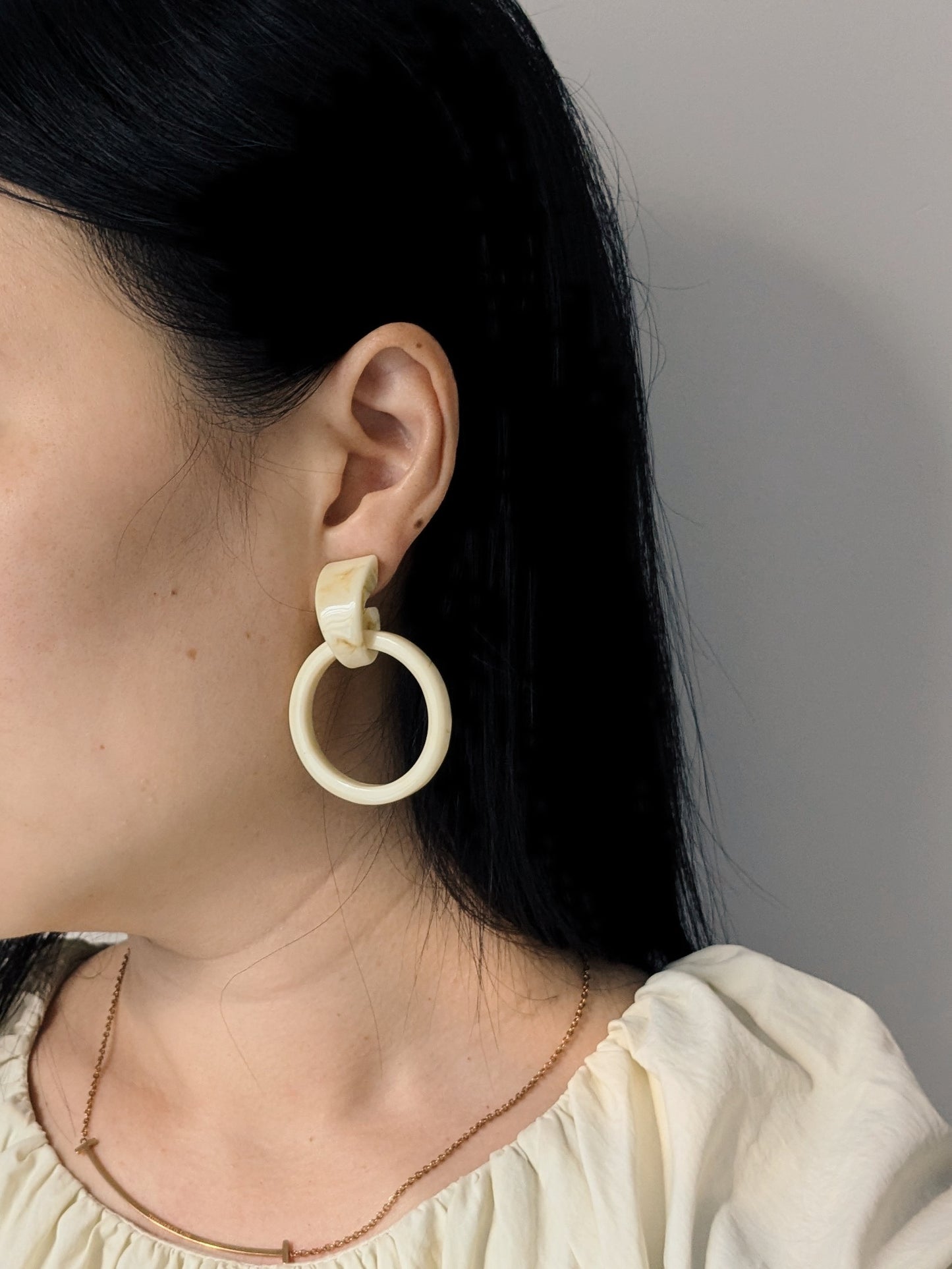 Adeline Round Hoop Ivory Earrings