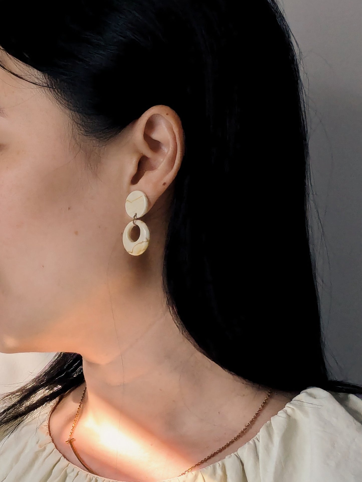 Becky Small Hoop Ivory Earrings