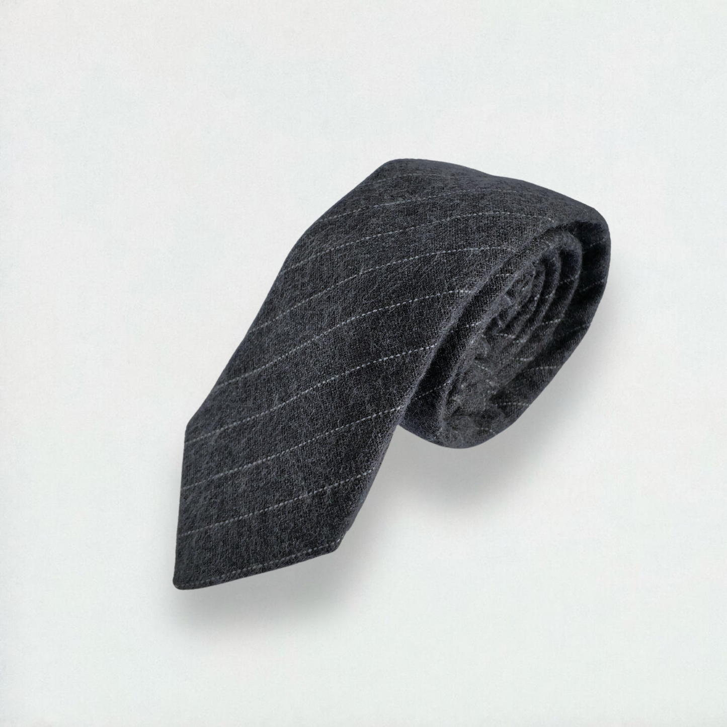 Sidney Striped Skinny Tie in Dark Grey