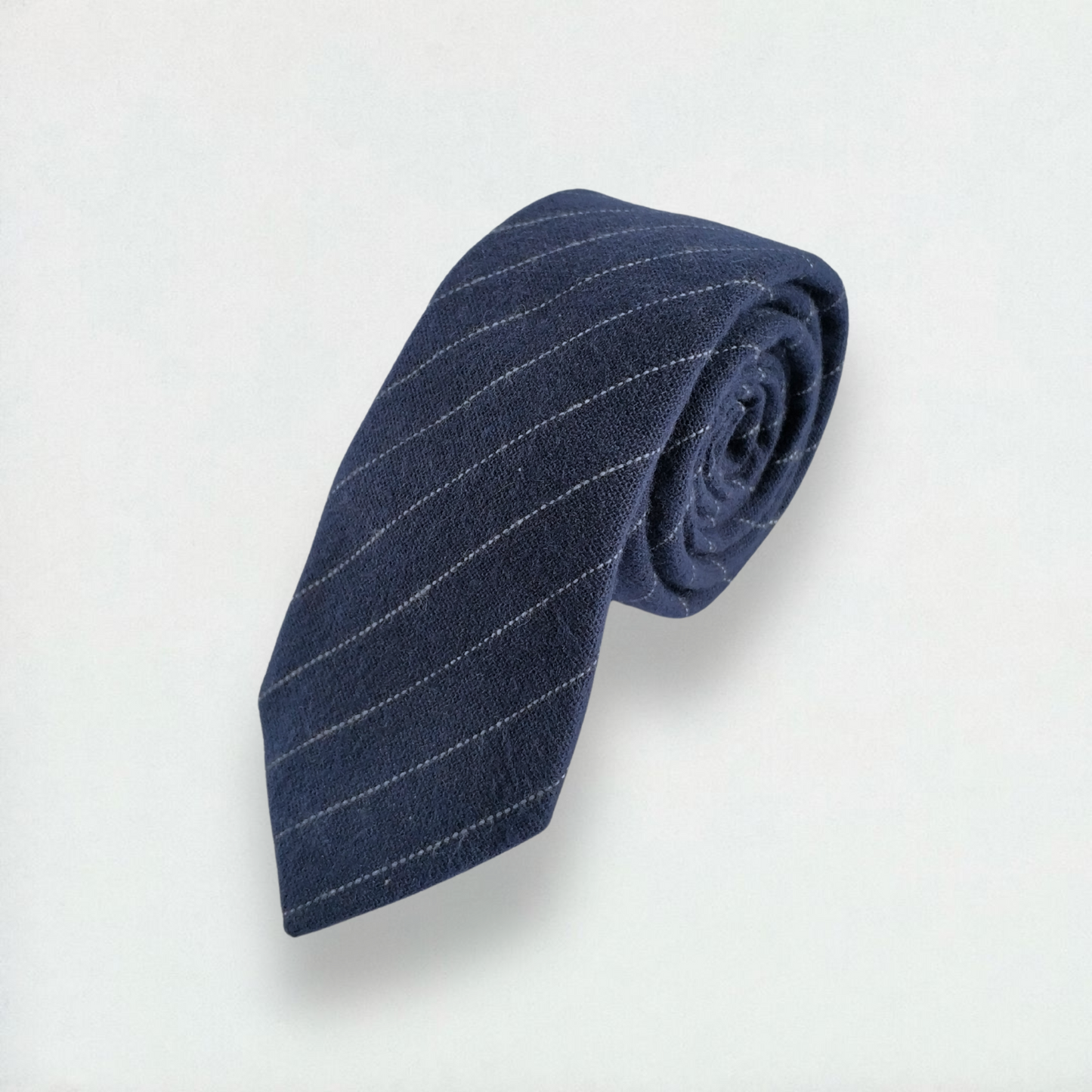 Sidney Striped Skinny Tie in Navy