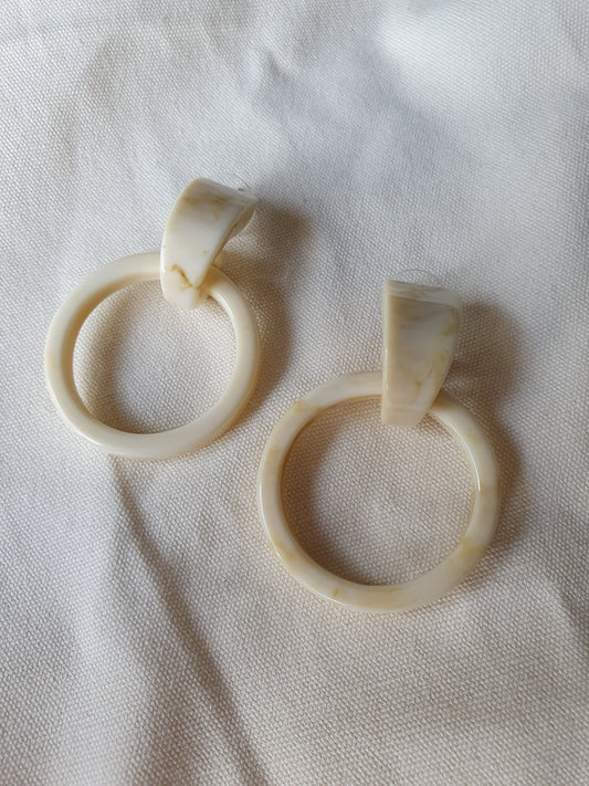 Adeline Round Hoop Ivory Earrings