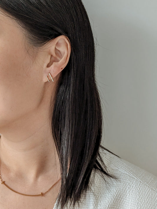 Celosia Cuffed Earrings in Gold Diamante
