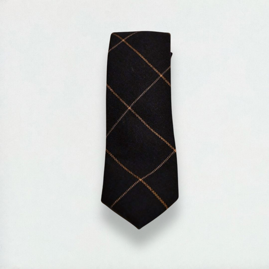 Milton Checkered Skinny Tie in Black