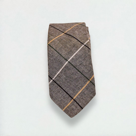 Milton Checkered Skinny Tie in Grey