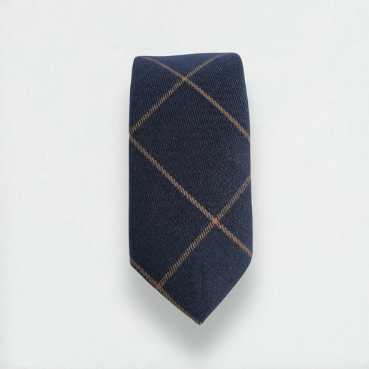 Milton Checkered Skinny Tie in Navy