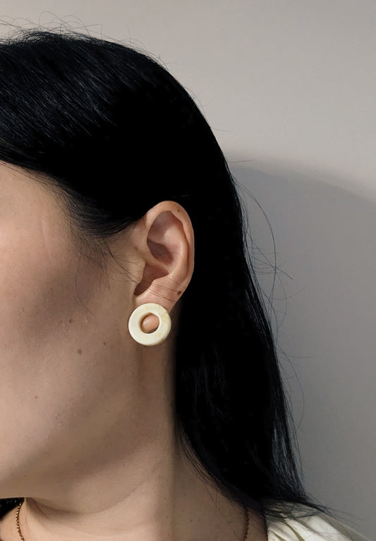 Olivia Small Round Ivory Earrings