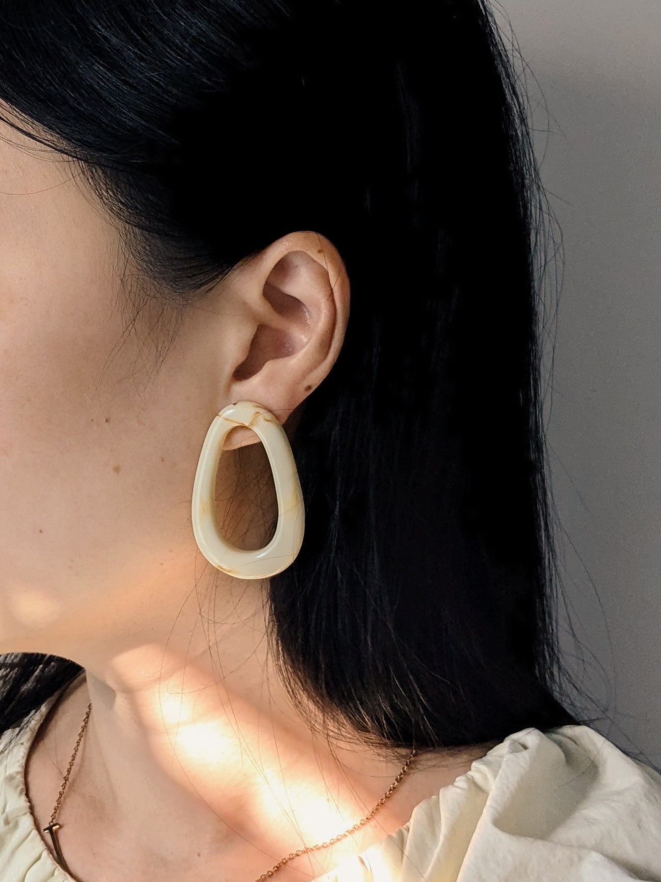 Mandy Irregular Shaped Ivory Earrings