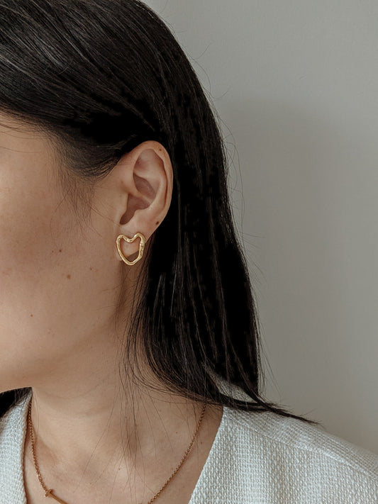 Rach Heart Earrings in Gold