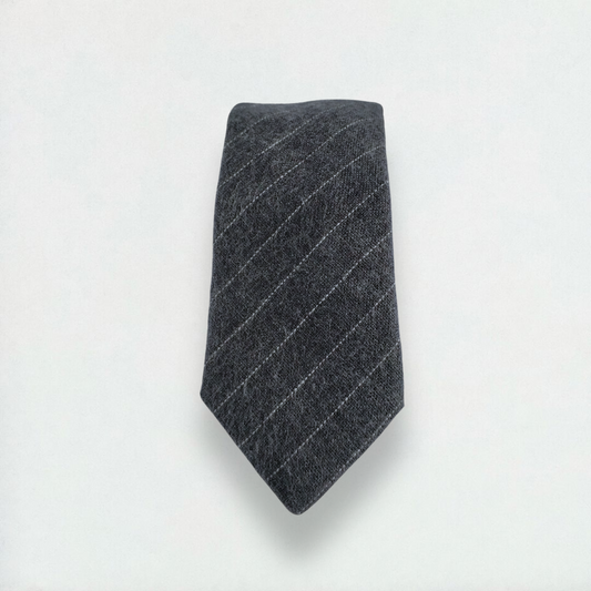 Sidney Striped Skinny Tie in Dark Grey