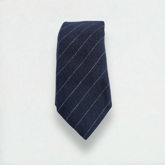 Sidney Striped Skinny Tie in Navy